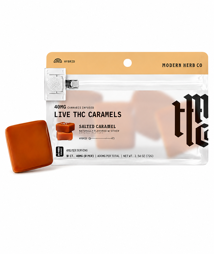 Modern Herb Co. Delta-9 Live Resin Caramels – Hybrid (4 Count)